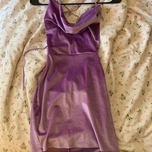 Lucy In The Sky - Cowl Neck Velvet Dress, Purple, Size: Small
